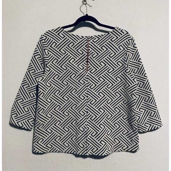 Anthropologie W5 Top Womens Medium Split Back Textured Print 3/4 Sleeve Gray - Picture 3 of 6
